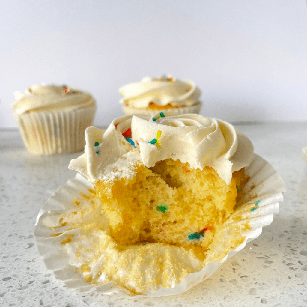 inside of a funfetti birthday cupcake