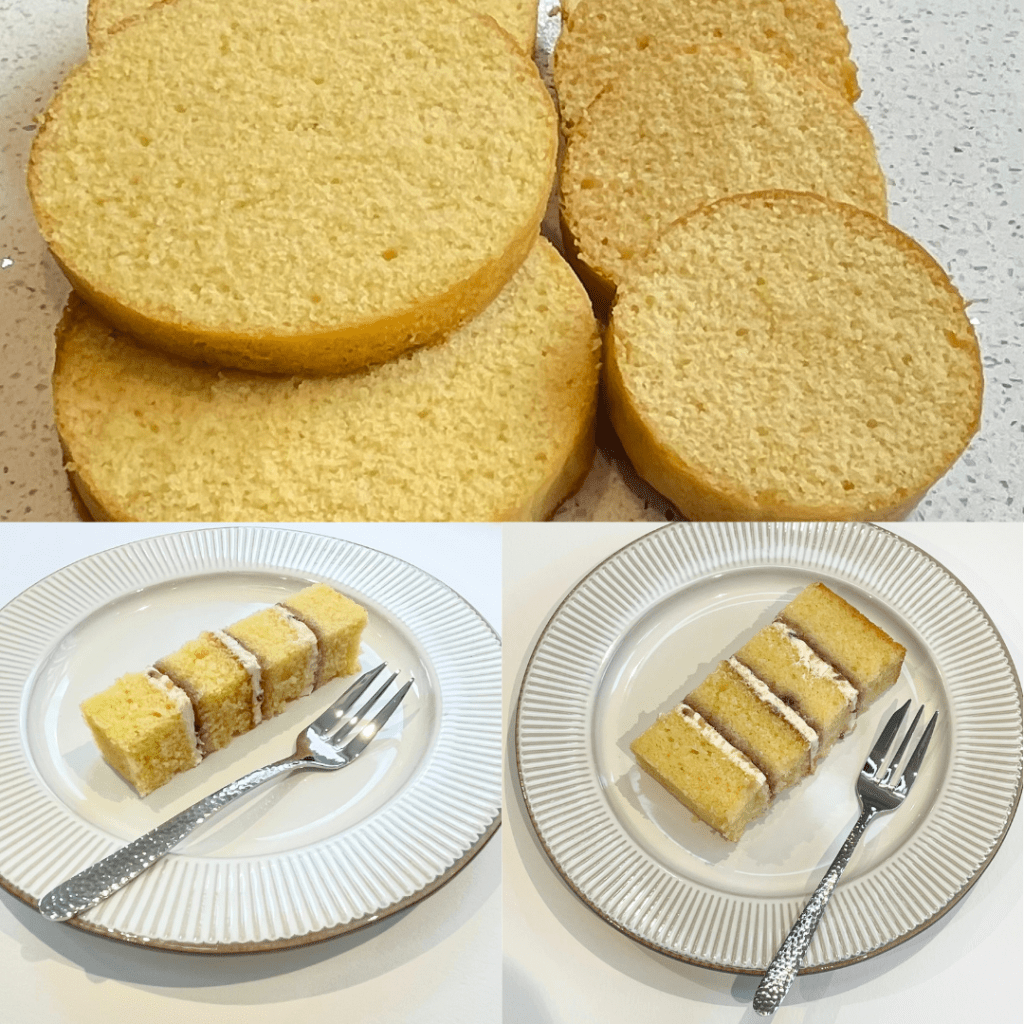 fluffy vanilla sponge filled with classic vanilla buttercream and either strawberry or raspberry conserve