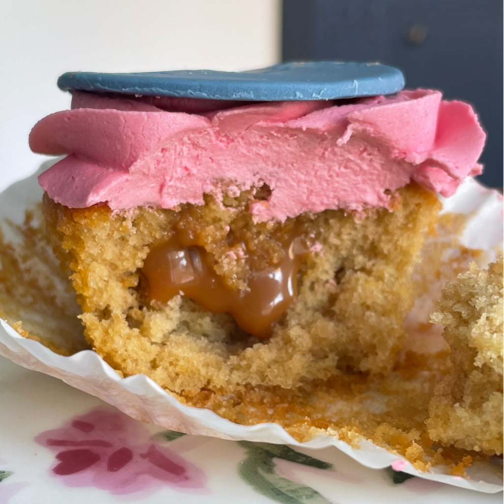 Caramel sponge cupcake with caramel sauce filling