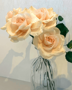 Lorraine rose sugar flowers in a soft pink peach tone. Ideal for wedding cakes and birthday cakes